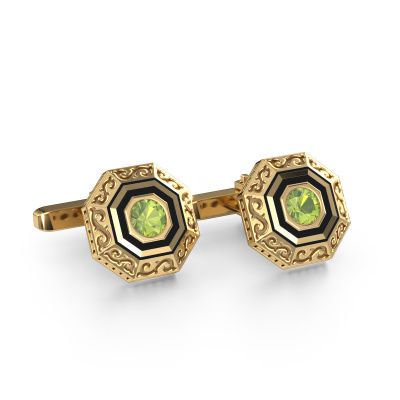 Cufflinks Dion 585 gold peridot 5 mm