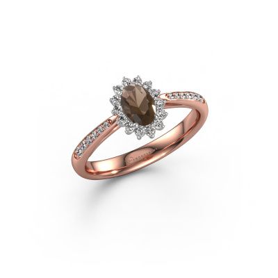 Engagement ring Tilly ovl 2 585 rose gold smokey quartz 7x5 mm