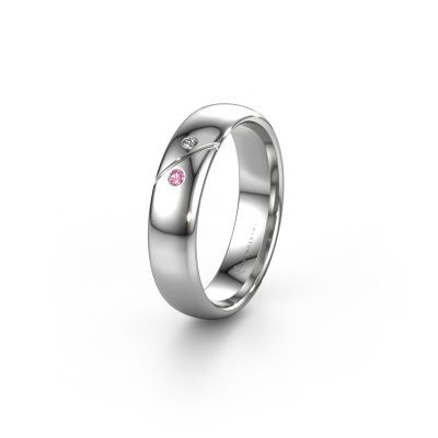Wedding ring WH1201L35AP 585 white gold pink sapphire ±0.20x0.07 in