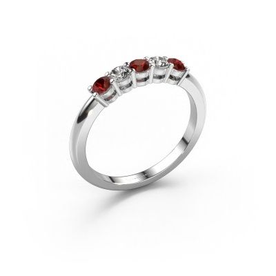 Ring Michelle 5 585 white gold garnet 3 mm