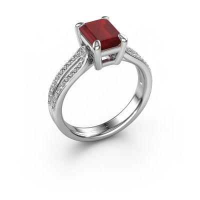 Bague de fiançailles Antonia eme 2 950 platine rubis 8x6 mm