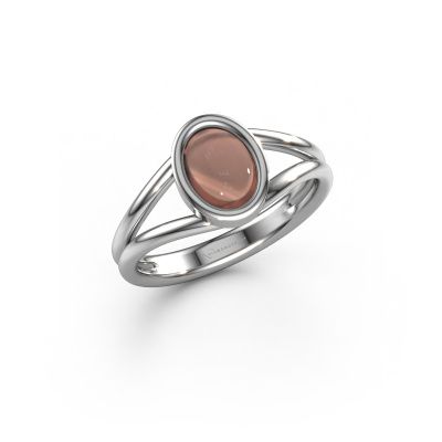 Ring Lieselotte 950 Platin Rauchquarz 9x7 mm