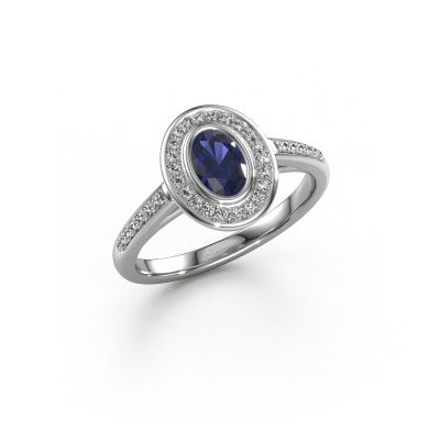Engagement ring Noud 2 OVL 950 platinum sapphire 6x4 mm