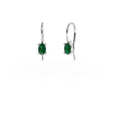 Drop earrings Cleo OVL 585 white gold emerald 7x5 mm