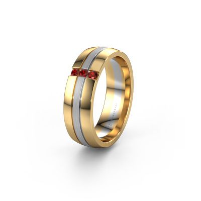 Wedding ring WH0426L26A 585 gold garnet ±0.24x0.07 in