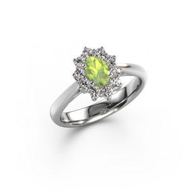 Engagement ring Leesa 1 585 white gold peridot 6x4 mm