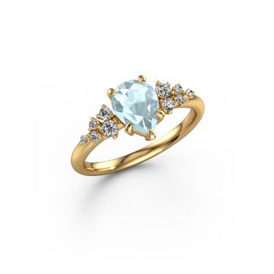Ring Royce PER 585 Gold Aquamarin 8x6 mm