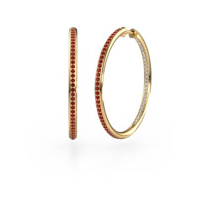 Hoop earrings Sina 30mm 585 gold ruby 1.1 mm