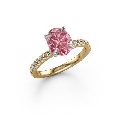 Engagement ring Crystal OVL 2 585 gold pink lab grown diamond 9x7 mm