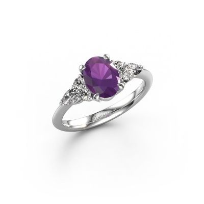 Engagement ring Melani OVL 950 platinum amethyst 8x6 mm