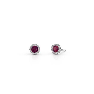 Earrings Queen 950 platinum rhodolite 4.2 mm