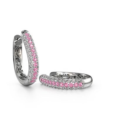 Hoop earrings Danika 12.5 A 950 platinum pink sapphire 1.7 mm