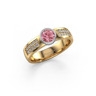 Engagement ring Ise 3 585 gold pink lab grown diamond 4.7 mm