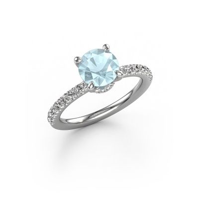 Engagement ring Crystal rnd 4 950 platinum aquamarine 7 mm