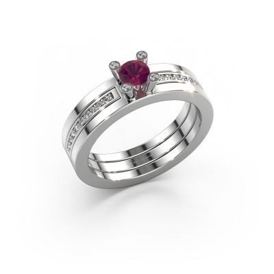 Engagement ring Alisha 585 white gold rhodolite 4 mm