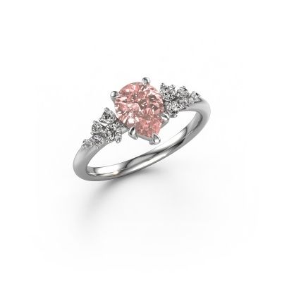 Engagement ring Royce PER 950 platinum pink lab grown diamond 8x6 mm