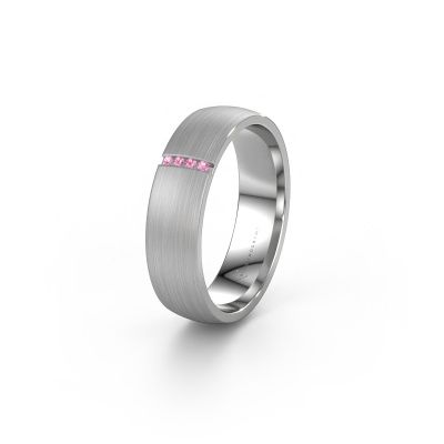 Wedding ring WH0154L25XM 585 white gold pink sapphire ±0.20x0.05 in