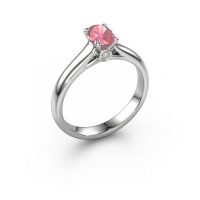 Engagement ring Valorie ovl 1 950 platinum tourmaline pink 6.5x4.5 mm