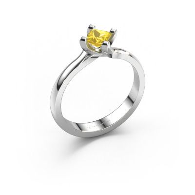 Verlobungsring Dewi Square 585 Weißgold Gelb Saphir 4 mm