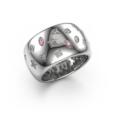 Ring Sasha 2 585 white gold pink sapphire 1.5 mm