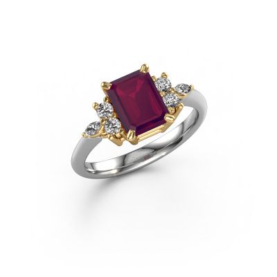 Ring Sade 585 white gold rhodolite 8x6 mm