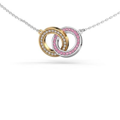 Necklace Circles 2 585 gold pink sapphire 1 mm