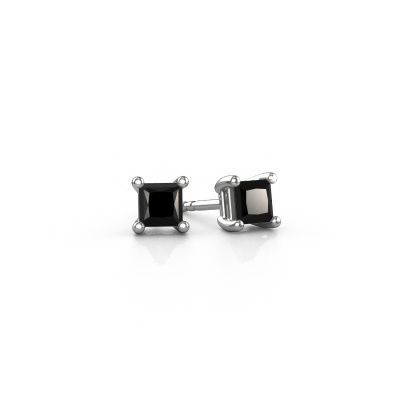 Clous d'oreilles Sam square 585 or blanc diamant noir 0.48 crt