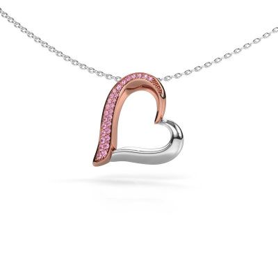Necklace Heart 1 585 rose gold pink sapphire 1.2 mm