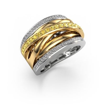 Ring Clair 2 585 Weißgold Gelb Saphir 1.5 mm