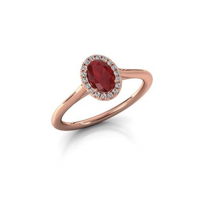 Engagement ring Seline ovl 1 585 rose gold ruby 6x4 mm