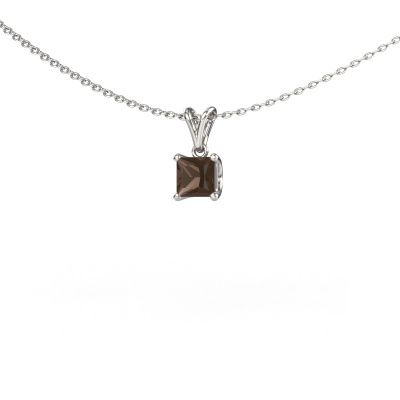 Pendant Sam SQR 585 white gold smokey quartz 4.5 mm