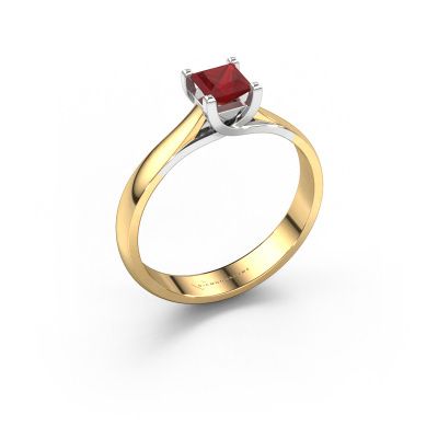 Engagement ring Mia Square 585 gold ruby 4 mm
