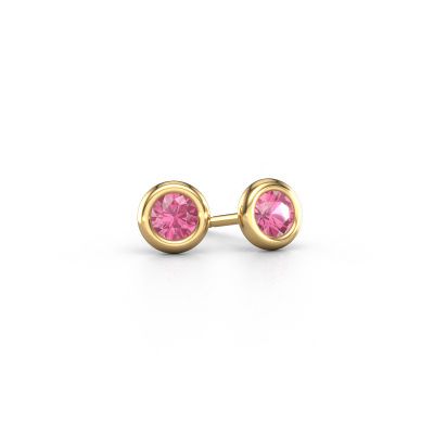 Clous d'oreilles Lieke RND 585 or jaune saphir rose 4 mm