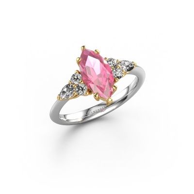 Engagement ring Melani MRQ 585 white gold pink sapphire 11x5.5 mm