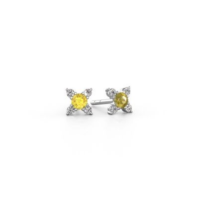 Boucles d'oreilles Nina 585 or blanc saphir jaune 3 mm