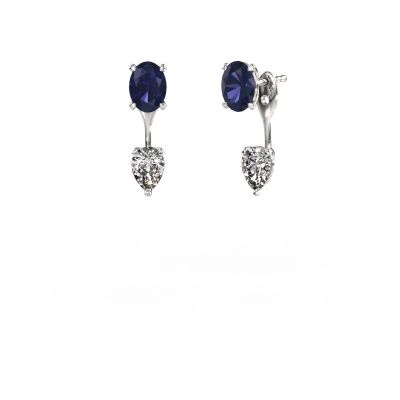 Pendants d'oreilles Kate OVL-PER 950 platine saphir 7x5 mm