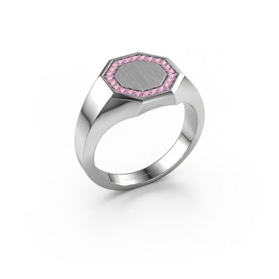 Men's ring Floris Octa 2 585 white gold pink sapphire 1.2 mm