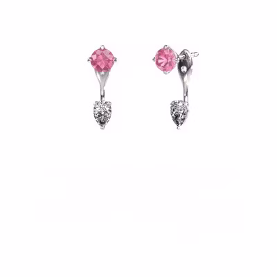 Pendants d'oreilles Kate RND-PER 950 platine saphir rose 5 mm