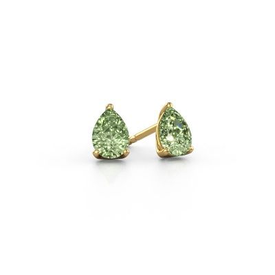 Stud earrings Sam PER 585 gold green lab grown diamond 7x5 mm