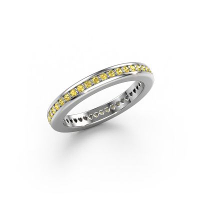 Stackable ring Elvire 3 585 white gold yellow sapphire 1.3 mm