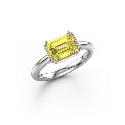 Engagement ring Tayler EME 950 platinum yellow lab grown diamond 8x6 mm