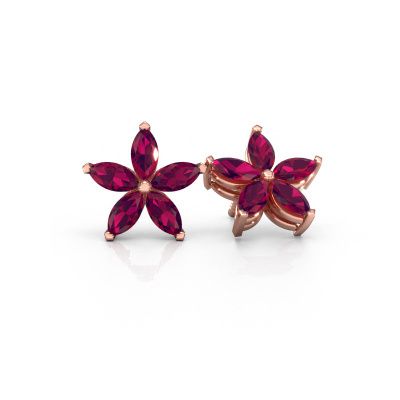 Clous d'oreilles Sylvana 585 or rose rhodolite 5x2.5 mm
