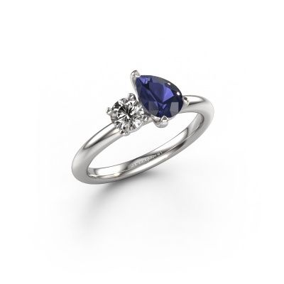 Engagement ring Toi et Moi PER-RND 950 platinum sapphire 7x5 mm