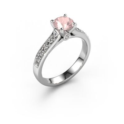 Engagement ring Valorie RND 2 950 platinum morganite champagne 6.5 mm