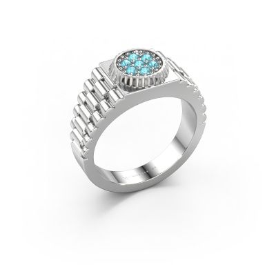 Men's ring Nout 585 white gold blue topaz 2 mm