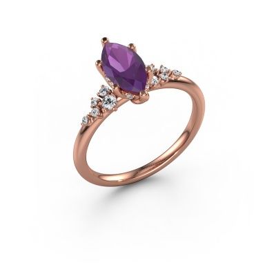 Engagement ring Emma MRQ 585 rose gold amethyst 10x5 mm