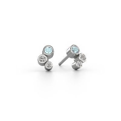 Clous d'oreilles Marlys 585 or blanc aigue-marine 2.5 mm