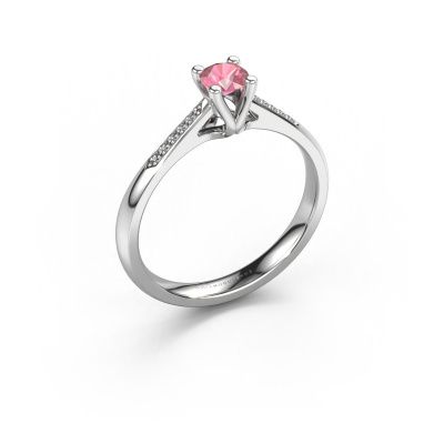 Promise ring Janna 2 585 white gold tourmaline pink 4 mm