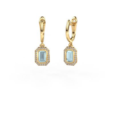 Drop earrings Noud EME 585 gold aquamarine 6x4 mm
