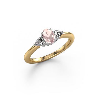 Engagement ring Chanou OVL 585 gold morganite champagne 7x5 mm